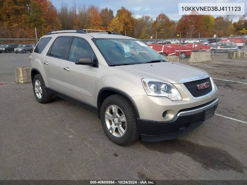 2011 GMC Acadia Sl VIN: 1GKKVNED3BJ411123 Lot: 40686994