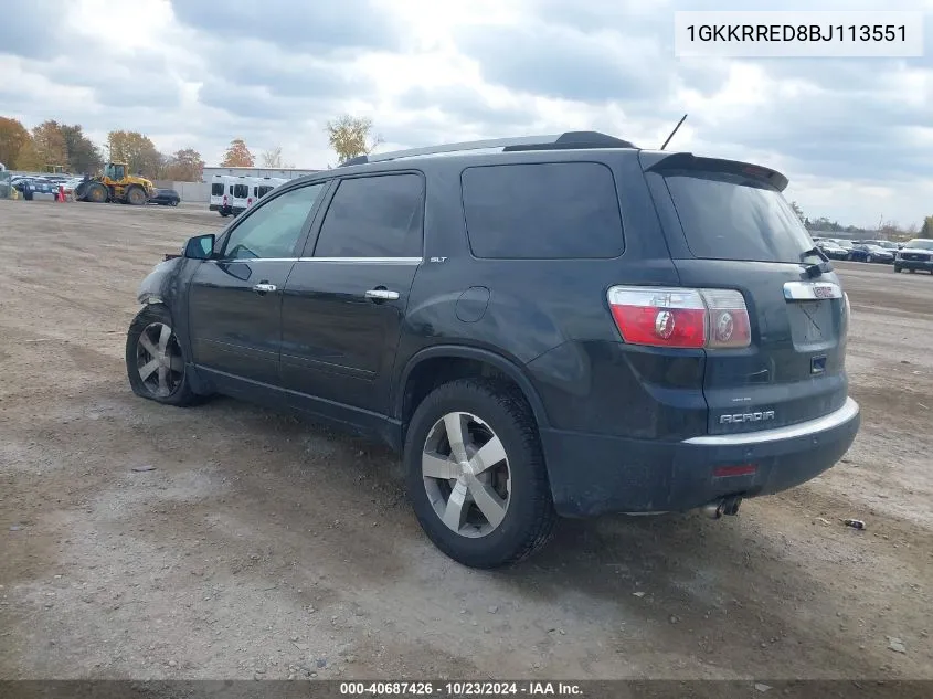 2011 GMC Acadia Slt-1 VIN: 1GKKRRED8BJ113551 Lot: 40687426