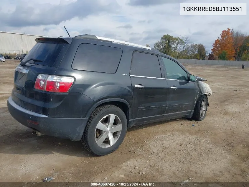 2011 GMC Acadia Slt-1 VIN: 1GKKRRED8BJ113551 Lot: 40687426