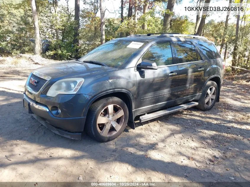 2011 GMC Acadia Slt-2 VIN: 1GKKVSED3BJ260816 Lot: 40689604