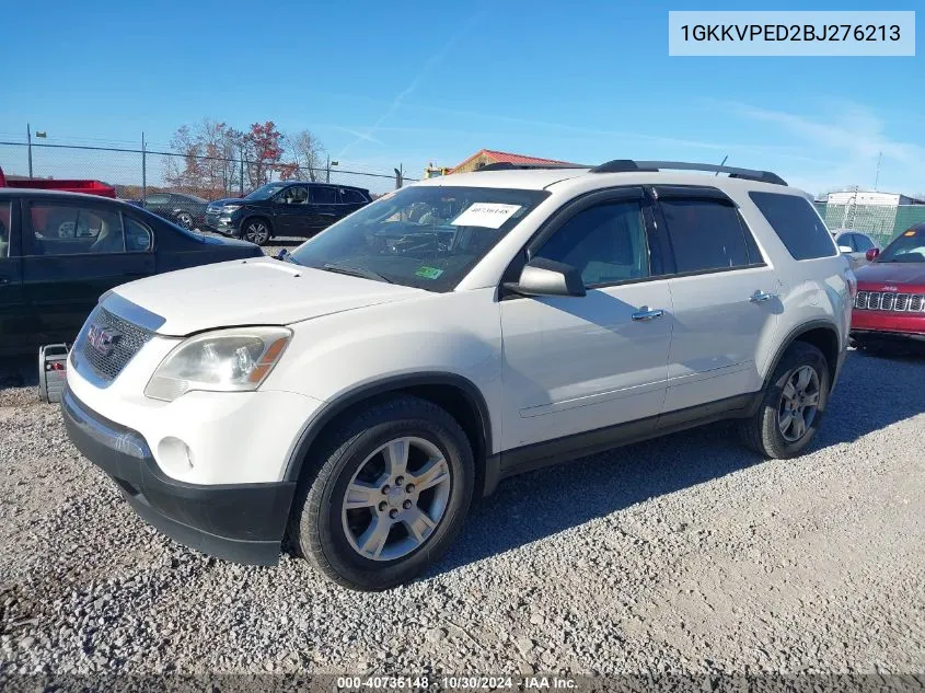 2011 GMC Acadia Sle VIN: 1GKKVPED2BJ276213 Lot: 40736148