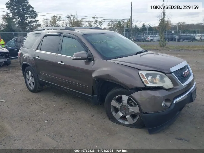 2011 GMC Acadia Slt-2 VIN: 1GKKVSED3BJ229159 Lot: 40762836