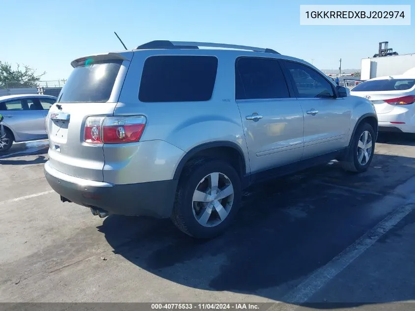 2011 GMC Acadia Slt-1 VIN: 1GKKRREDXBJ202974 Lot: 40775533