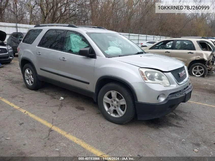 2011 GMC Acadia Sl VIN: 1GKKRNED7BJ260999 Lot: 40783566