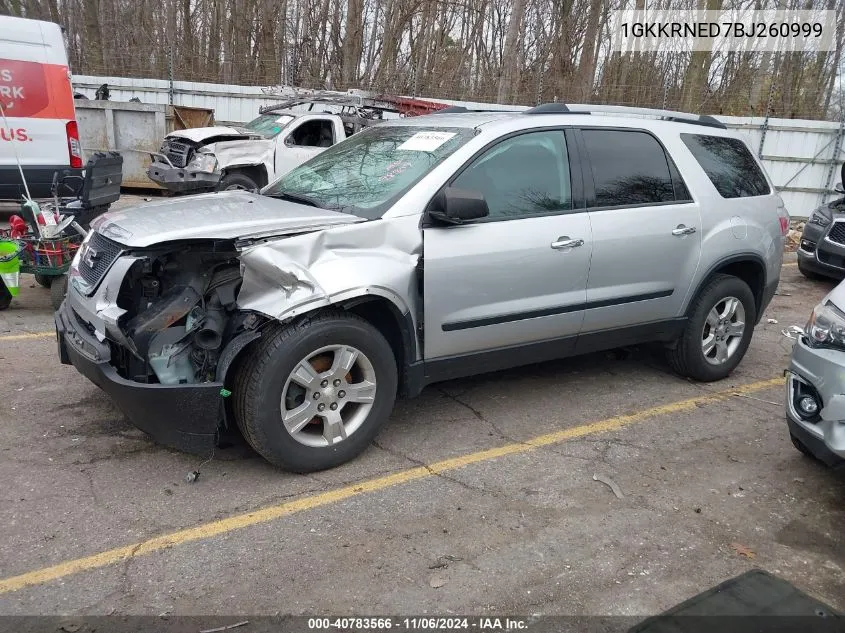 2011 GMC Acadia Sl VIN: 1GKKRNED7BJ260999 Lot: 40783566