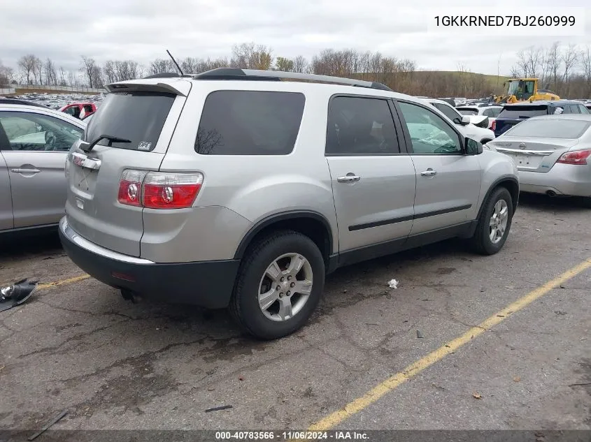 2011 GMC Acadia Sl VIN: 1GKKRNED7BJ260999 Lot: 40783566