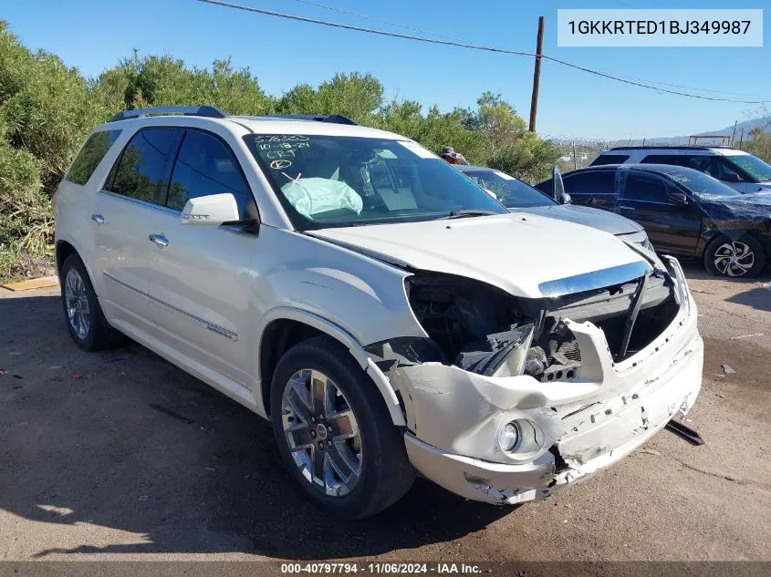 2011 GMC Acadia Denali VIN: 1GKKRTED1BJ349987 Lot: 40797794