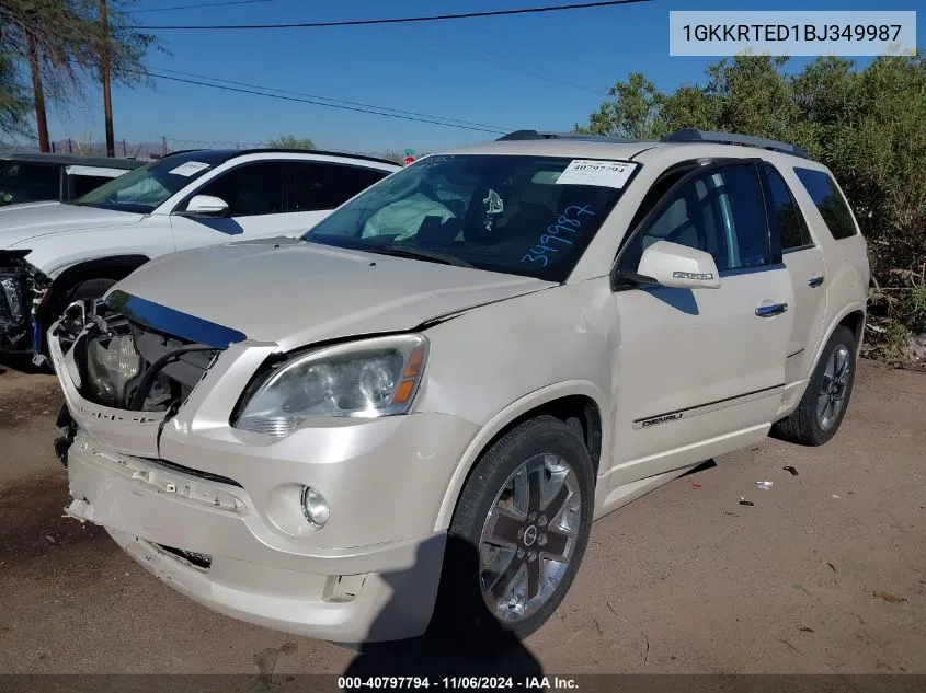 2011 GMC Acadia Denali VIN: 1GKKRTED1BJ349987 Lot: 40797794