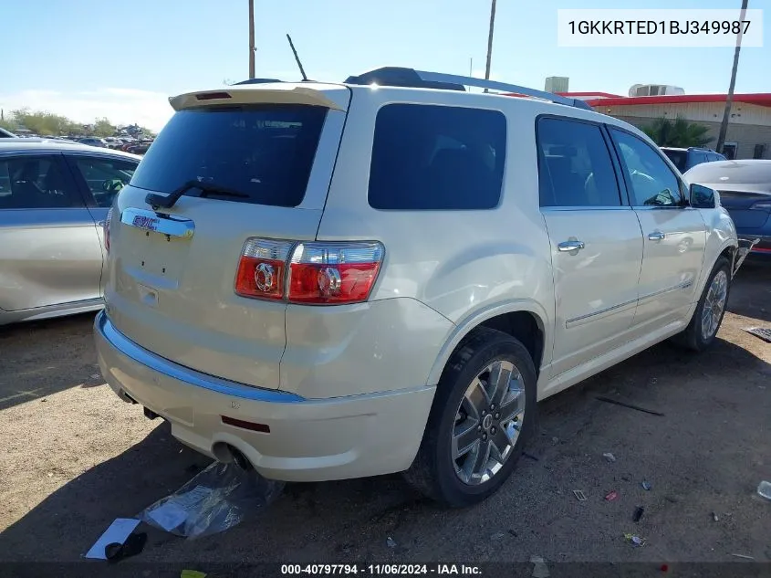 2011 GMC Acadia Denali VIN: 1GKKRTED1BJ349987 Lot: 40797794