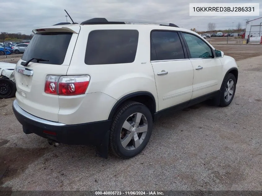 2011 GMC Acadia Slt-1 VIN: 1GKKRRED3BJ286331 Lot: 40805723