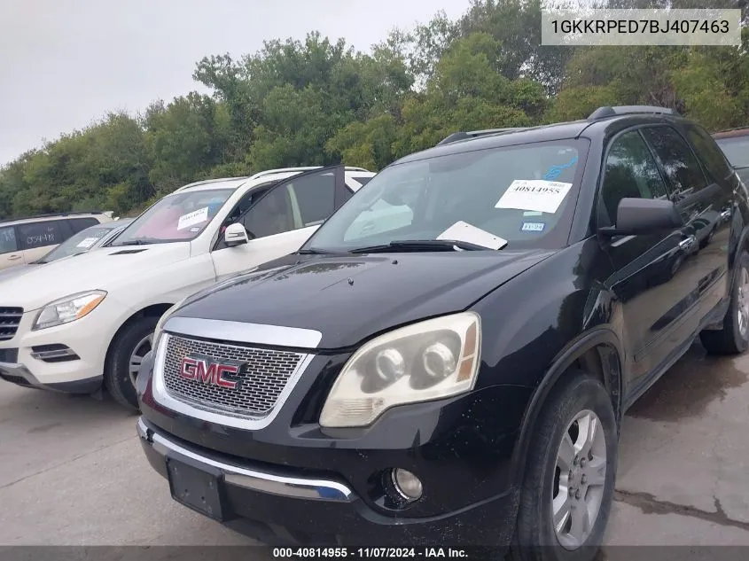 2011 GMC Acadia Sle VIN: 1GKKRPED7BJ407463 Lot: 40814955