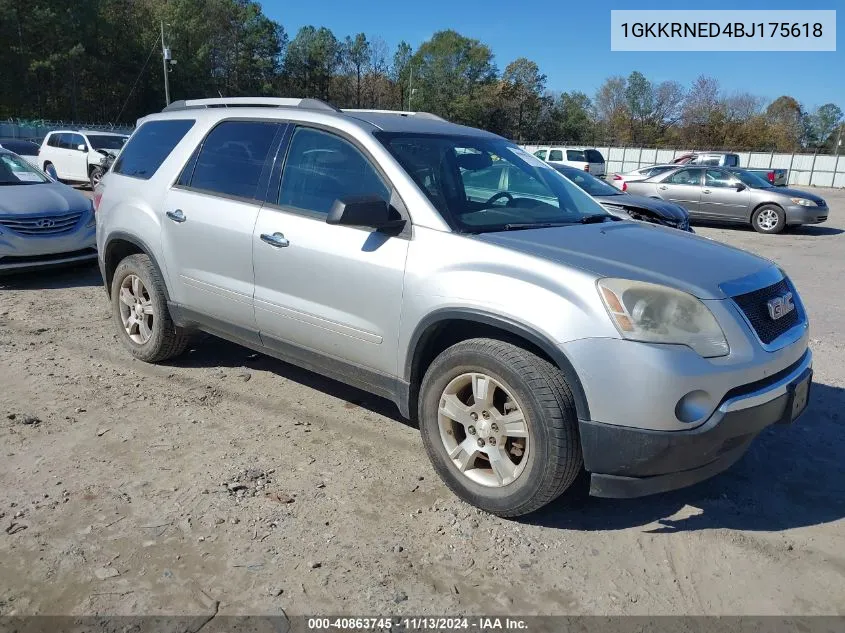 2011 GMC Acadia Sl VIN: 1GKKRNED4BJ175618 Lot: 40863745