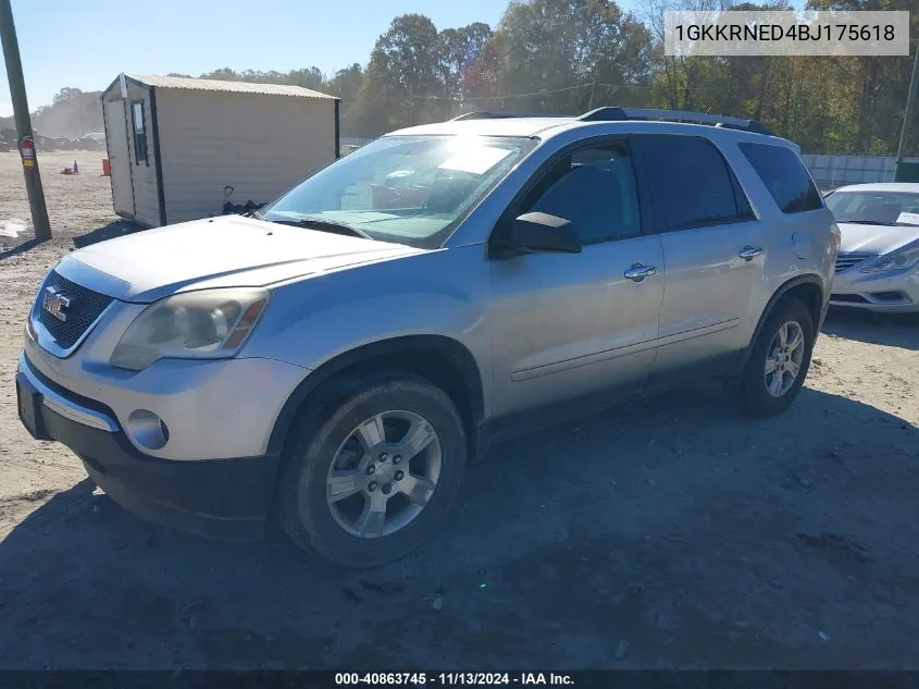 2011 GMC Acadia Sl VIN: 1GKKRNED4BJ175618 Lot: 40863745