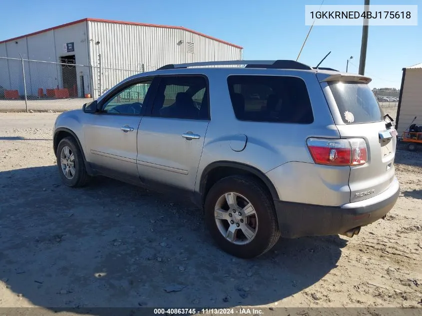 2011 GMC Acadia Sl VIN: 1GKKRNED4BJ175618 Lot: 40863745