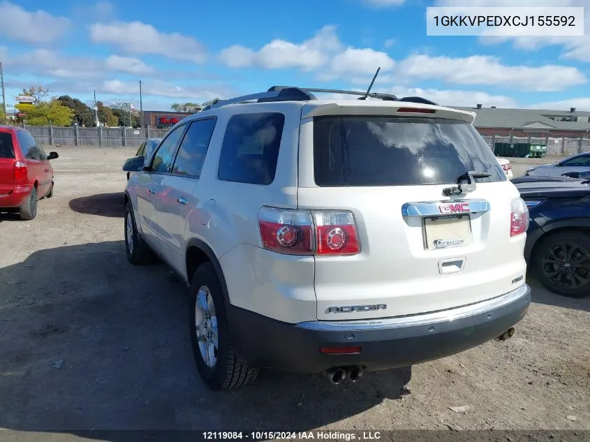 2012 GMC Acadia VIN: 1GKKVPEDXCJ155592 Lot: 12119084