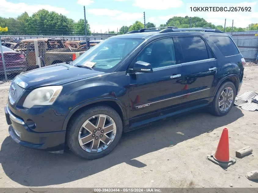 2012 GMC Acadia Denali VIN: 1GKKRTED8CJ267692 Lot: 39433484