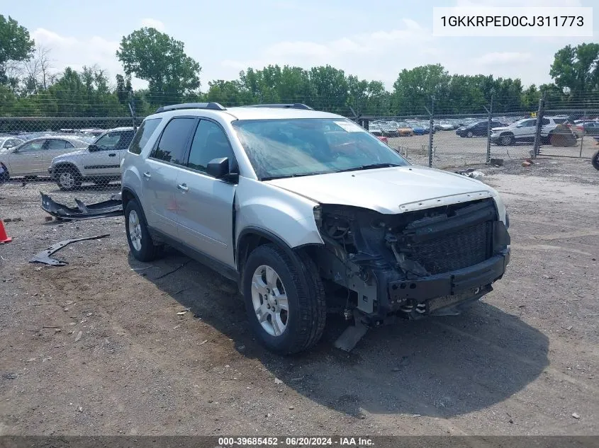 2012 GMC Acadia Sle VIN: 1GKKRPED0CJ311773 Lot: 39685452