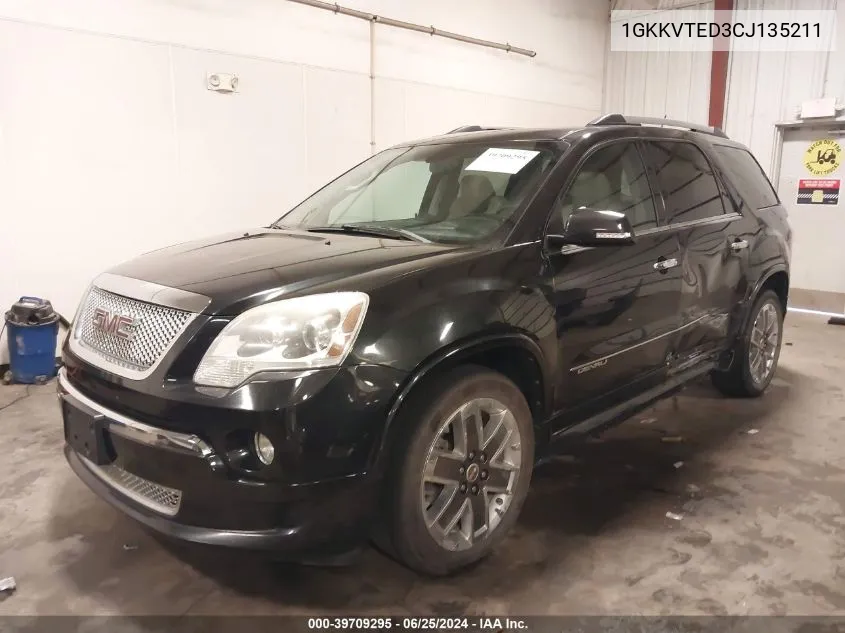 2012 GMC Acadia Denali VIN: 1GKKVTED3CJ135211 Lot: 39709295