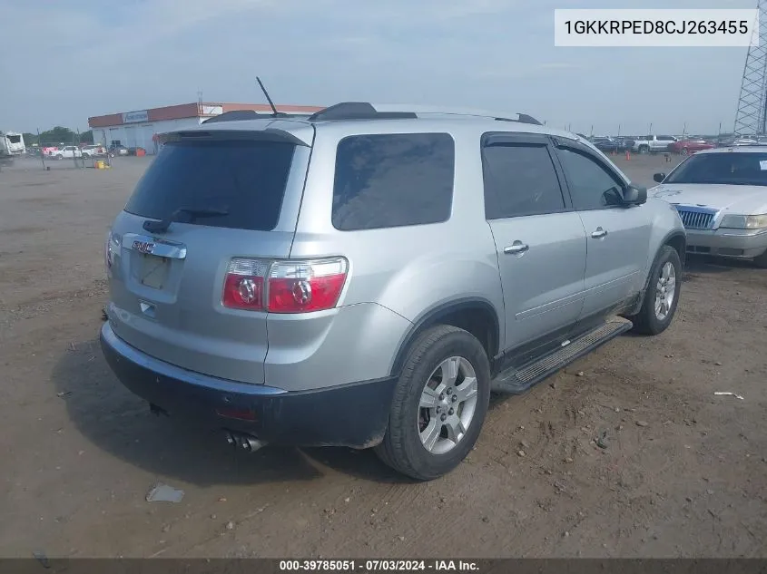 2012 GMC Acadia Sle VIN: 1GKKRPED8CJ263455 Lot: 39785051