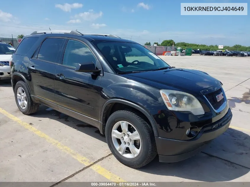 2012 GMC Acadia Sl VIN: 1GKKRNED9CJ404649 Lot: 39854470