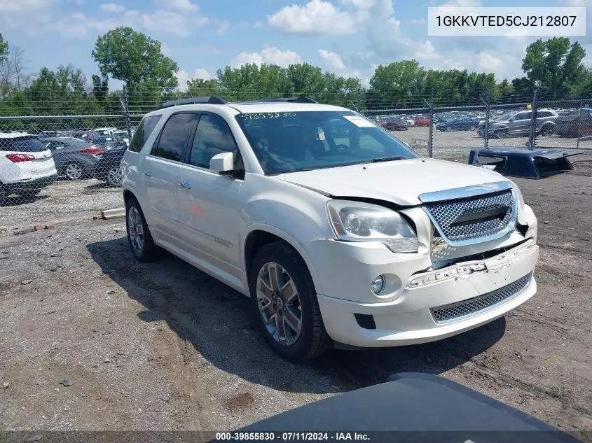 2012 GMC Acadia Denali VIN: 1GKKVTED5CJ212807 Lot: 39855830