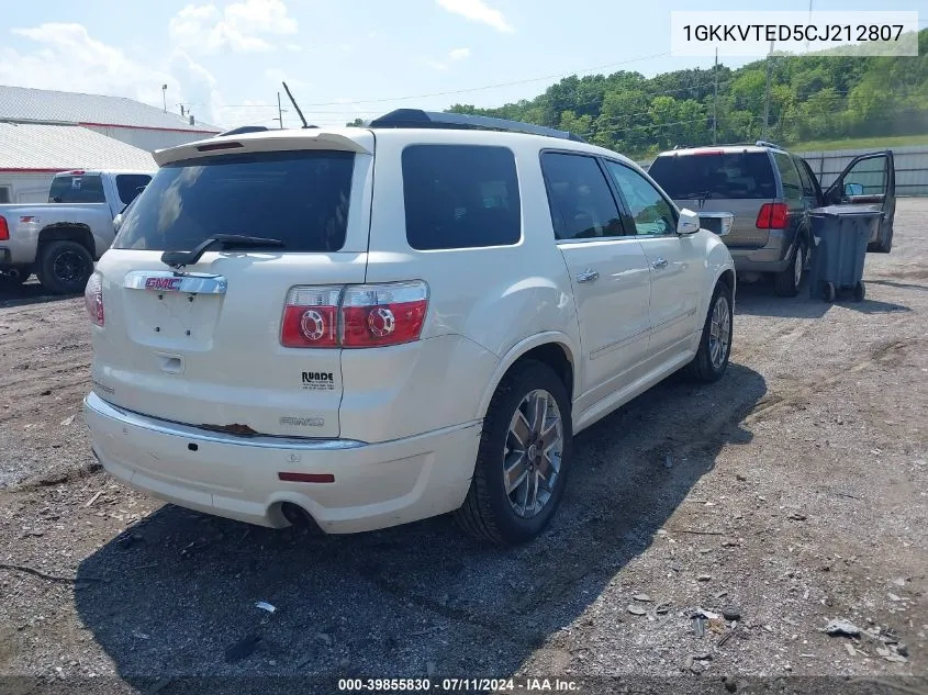 2012 GMC Acadia Denali VIN: 1GKKVTED5CJ212807 Lot: 39855830