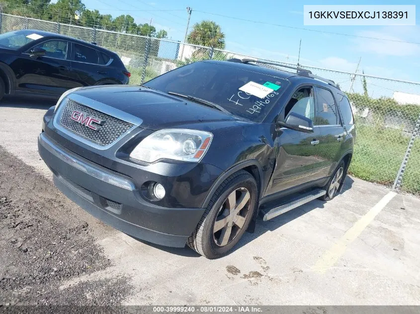 2012 GMC Acadia Slt-2 VIN: 1GKKVSEDXCJ138391 Lot: 39999240