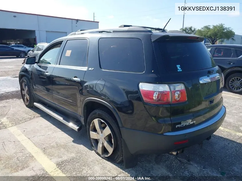 2012 GMC Acadia Slt-2 VIN: 1GKKVSEDXCJ138391 Lot: 39999240