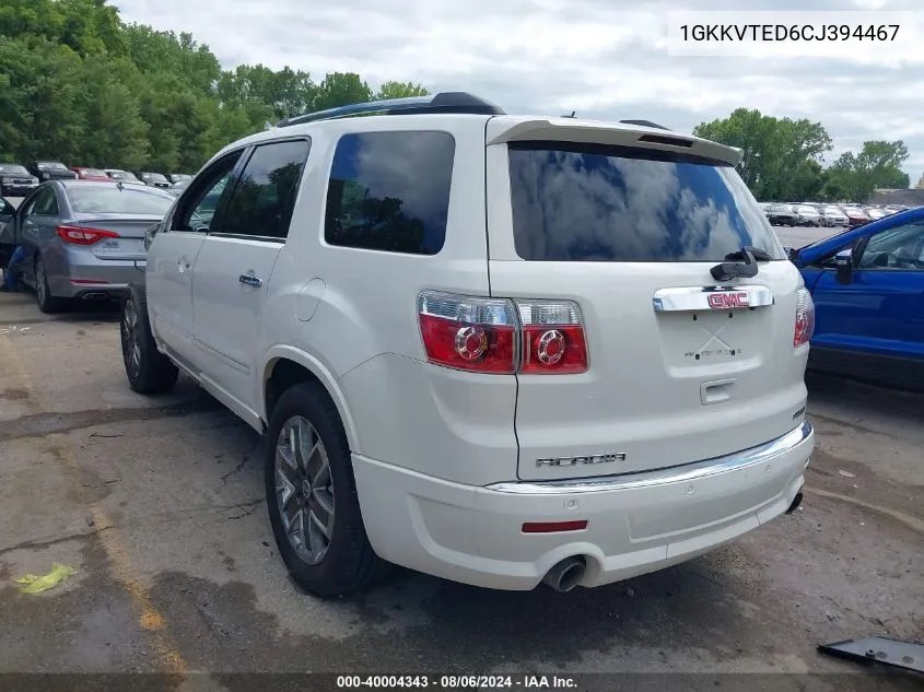 1GKKVTED6CJ394467 2012 GMC Acadia Denali