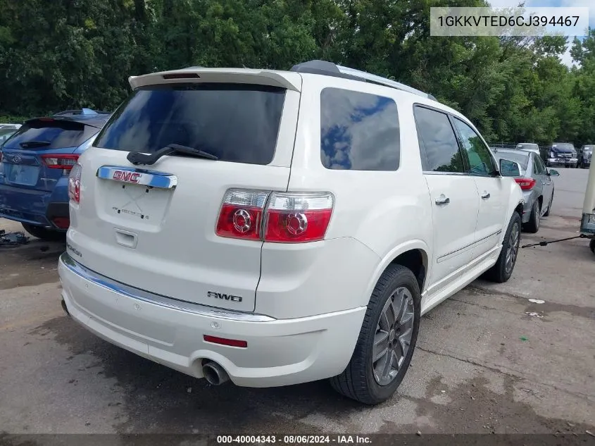 1GKKVTED6CJ394467 2012 GMC Acadia Denali