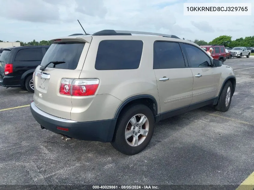 2012 GMC Acadia Sl VIN: 1GKKRNED8CJ329765 Lot: 40029861