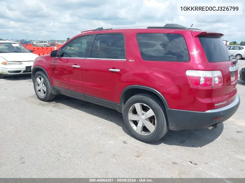 2012 GMC Acadia Slt-1 VIN: 1GKKRRED0CJ326799 Lot: 40064301