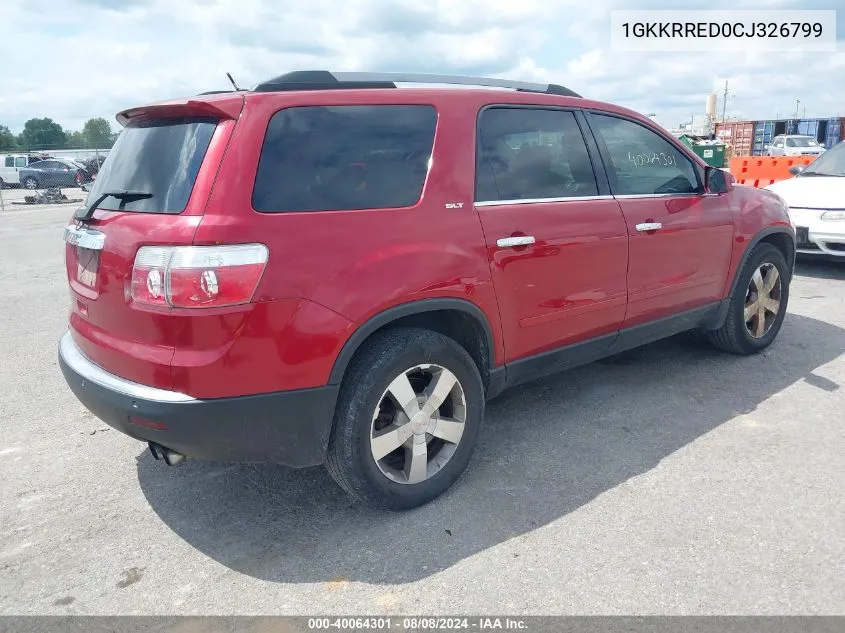 2012 GMC Acadia Slt-1 VIN: 1GKKRRED0CJ326799 Lot: 40064301