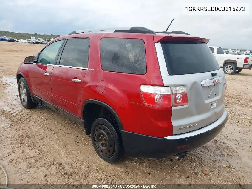 2012 GMC Acadia Slt-2 VIN: 1GKKRSED0CJ315972 Lot: 40082540