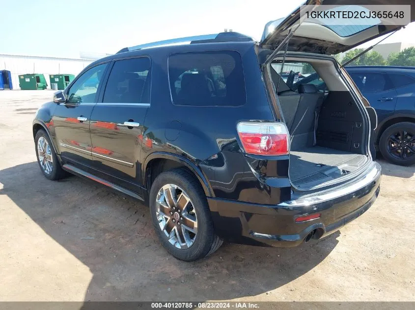 2012 GMC Acadia Denali VIN: 1GKKRTED2CJ365648 Lot: 40120785