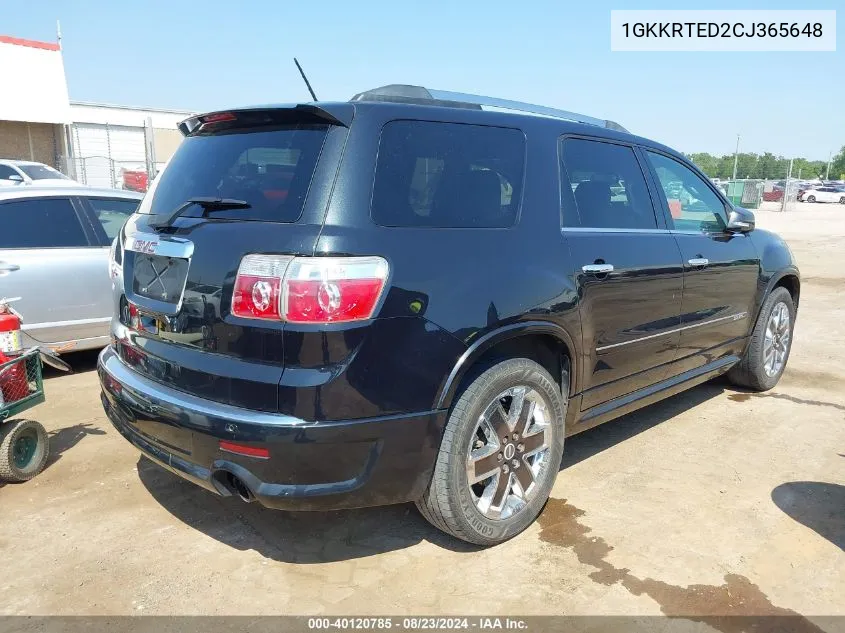 2012 GMC Acadia Denali VIN: 1GKKRTED2CJ365648 Lot: 40120785