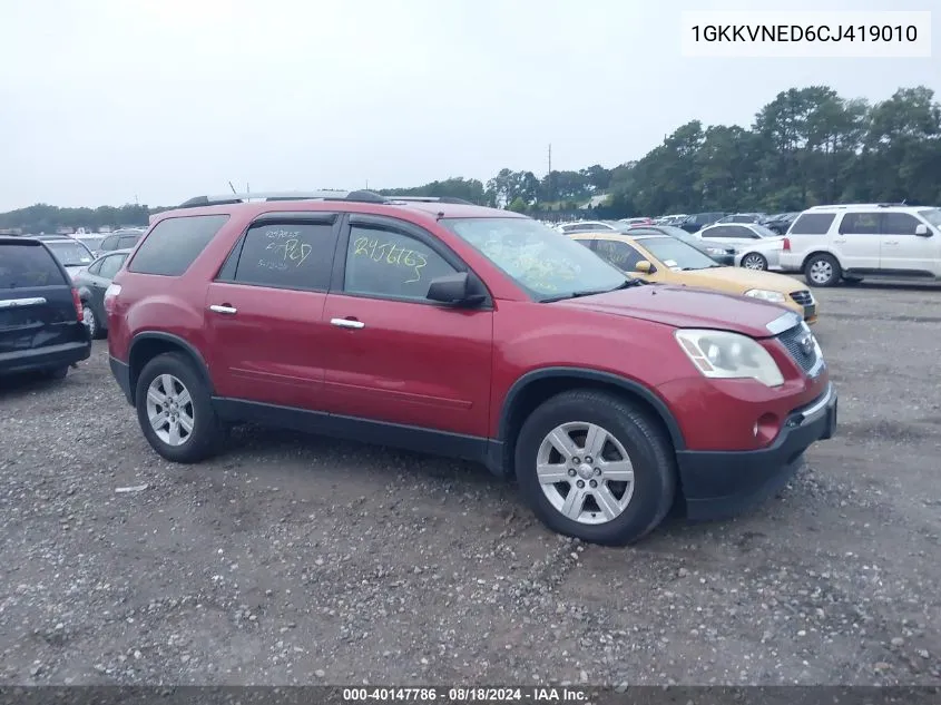 1GKKVNED6CJ419010 2012 GMC Acadia Sl