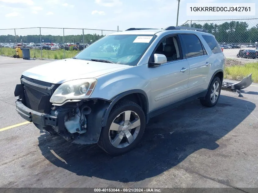 2012 GMC Acadia Slt-1 VIN: 1GKKRRED0CJ342761 Lot: 40153044