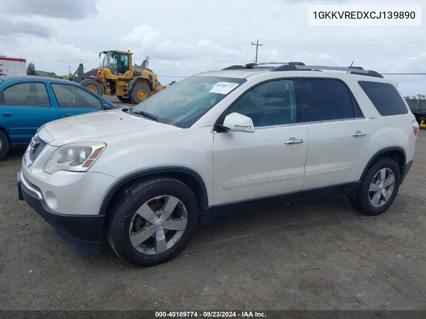 2012 GMC Acadia Slt-1 VIN: 1GKKVREDXCJ139890 Lot: 40189774