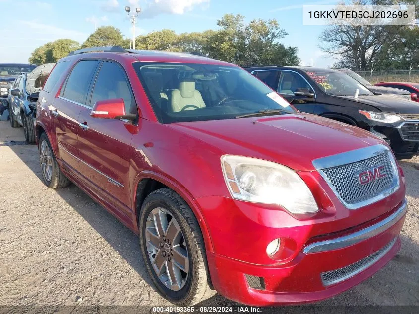 2012 GMC Acadia Denali VIN: 1GKKVTED5CJ202696 Lot: 40193365