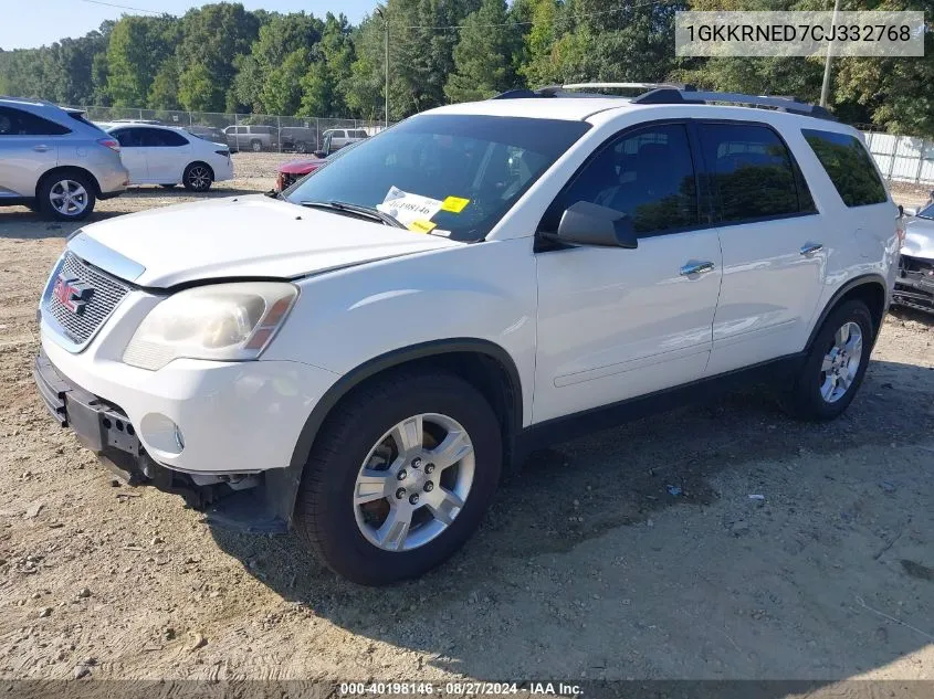 2012 GMC Acadia Sl VIN: 1GKKRNED7CJ332768 Lot: 40198146