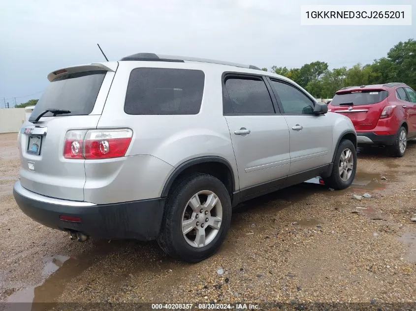 2012 GMC Acadia Sl VIN: 1GKKRNED3CJ265201 Lot: 40208357