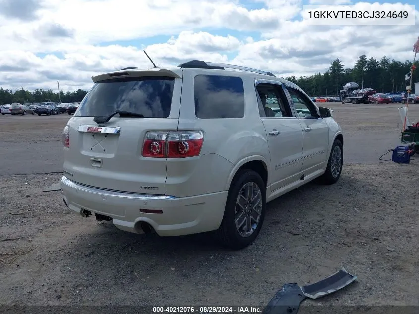 1GKKVTED3CJ324649 2012 GMC Acadia Denali