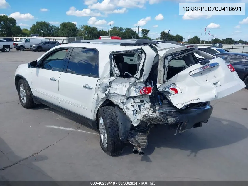 2012 GMC Acadia Sle VIN: 1GKKRPED7CJ418691 Lot: 40239410