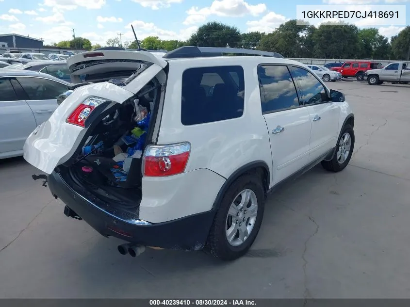 2012 GMC Acadia Sle VIN: 1GKKRPED7CJ418691 Lot: 40239410