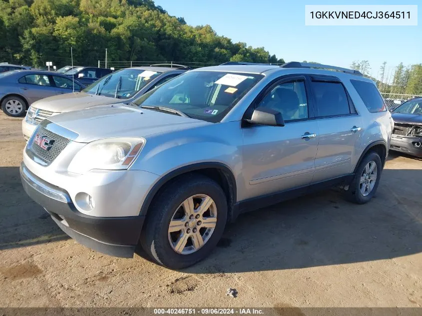 2012 GMC Acadia Sl VIN: 1GKKVNED4CJ364511 Lot: 40246751