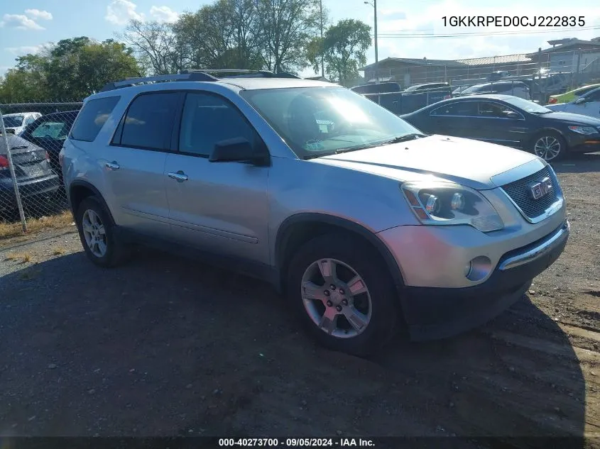 2012 GMC Acadia Sle VIN: 1GKKRPED0CJ222835 Lot: 40273700