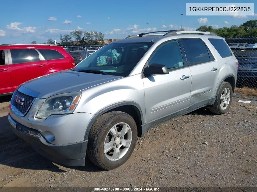 2012 GMC Acadia Sle VIN: 1GKKRPED0CJ222835 Lot: 40273700