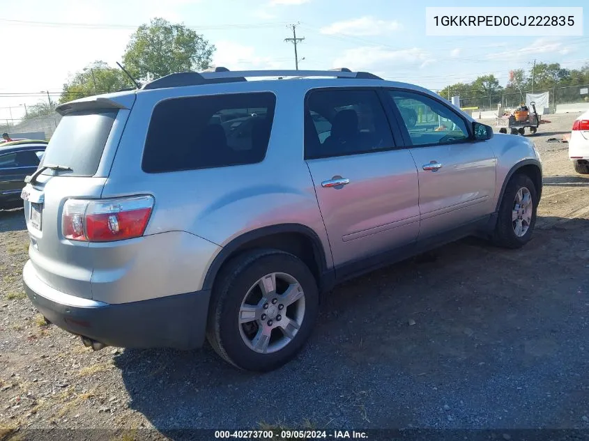 2012 GMC Acadia Sle VIN: 1GKKRPED0CJ222835 Lot: 40273700