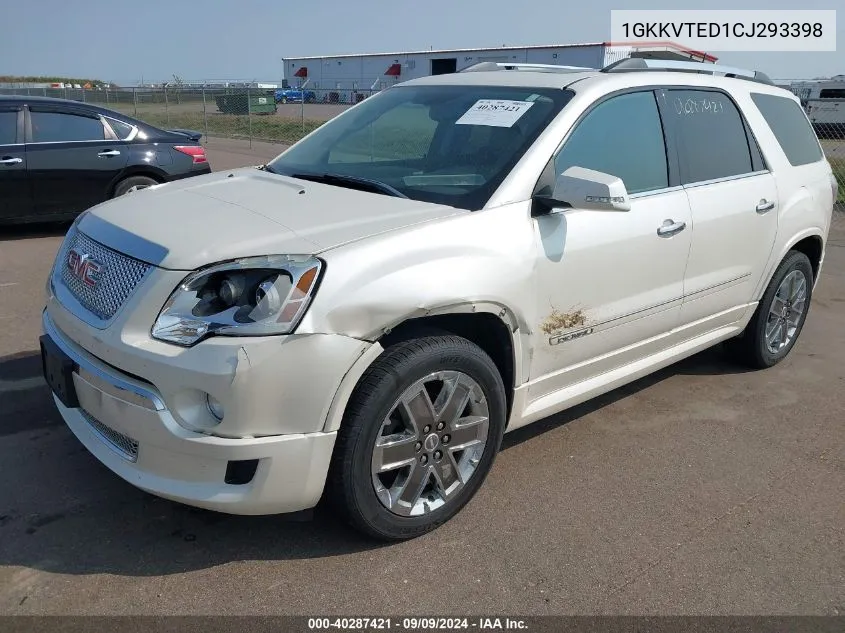 2012 GMC Acadia Denali VIN: 1GKKVTED1CJ293398 Lot: 40287421